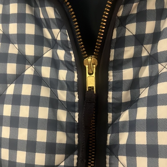 Andrea Jovine blue & white puffy gingham quilted vest SZ large preppy  casual - Picture 15 of 15